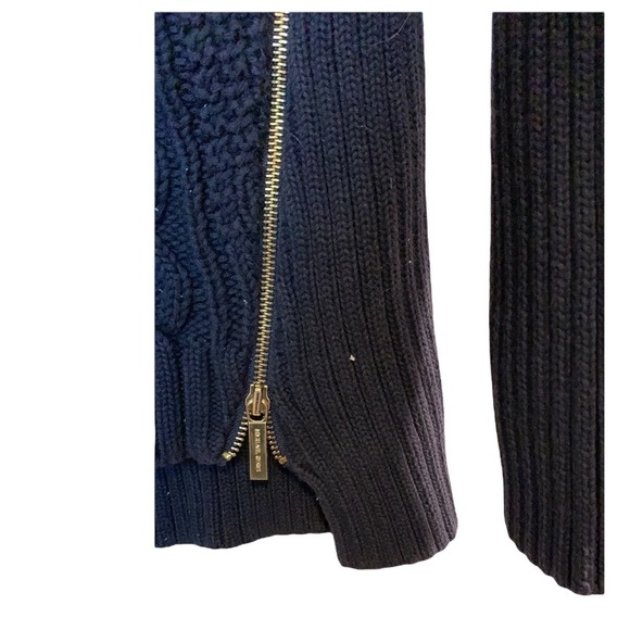 Michael Kors Navy Cable Knit Sweater Small NWOT Double Zip, Nautical Chic - Picture 5 of 15